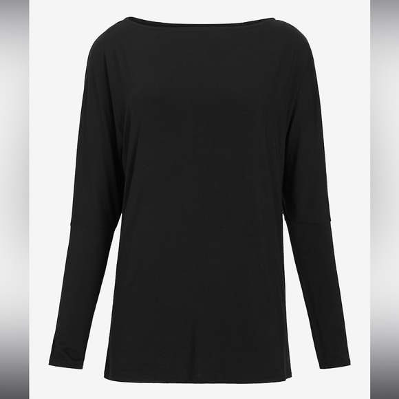 Express Relaxed Off The Shoulder London Tee Long Sleeve Black Medium - Picture 12 of 12